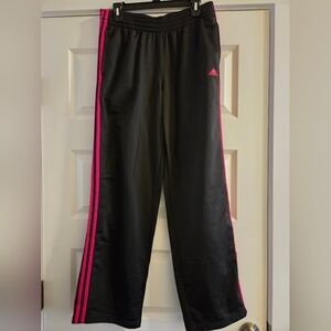 Adidas Black and Pink Sweatpants with Sporty Stripes